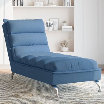 Chaise longue met kussens stof blauw 1