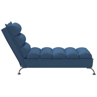 Chaise longue met kussens stof blauw 5