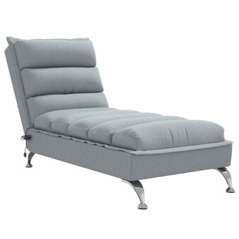 Massage chaise longue met kussens stof lichtgrijs 2