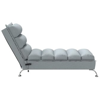 Massage chaise longue met kussens stof lichtgrijs 5