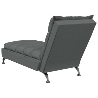 Massage chaise longue met kussens stof donkergrijs 6