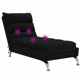 Massage chaise longue met kussens stof zwart 7