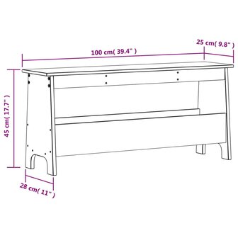 Halbankje 100x28x45 cm massief grenenhout wasbruin 9