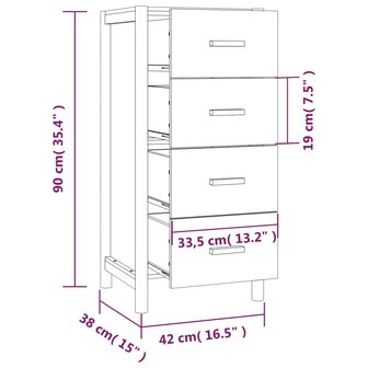 Hoge kast 42x38x90 cm bewerkt hout wit 9