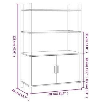 Hoge kast 80x40x121 cm bewerkt hout wit 6