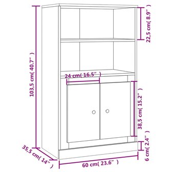 Hoge kast 60x35,5x103,5 cm bewerkt hout zwart 10