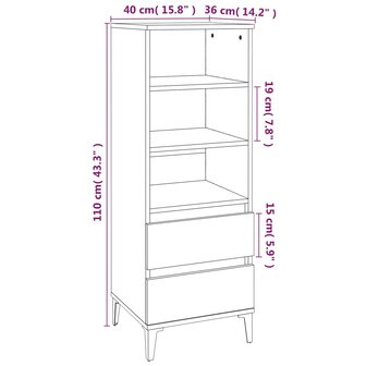 Hoge kast 40x36x110 cm bewerkt hout sonoma eiken 9