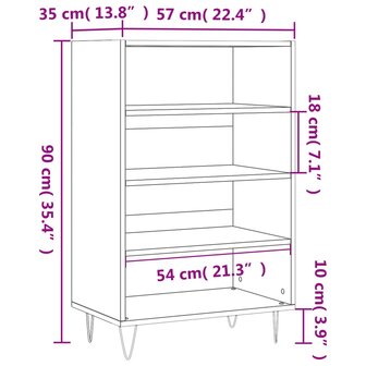 Hoge kast 57x35x90 cm bewerkt hout bruin eikenkleur 9