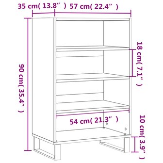 Hoge kast 57x35x90 cm bewerkt hout hoogglans wit 9