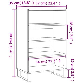 Hoge kast 57x35x90 cm bewerkt hout betongrijs 9