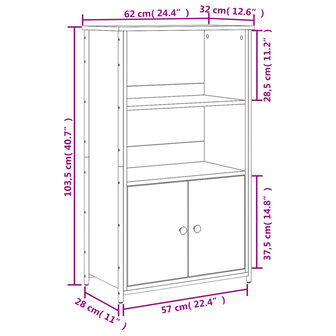 Hoge kast 62x32x103,5 cm bewerkt hout sonoma eikenkleurig 10