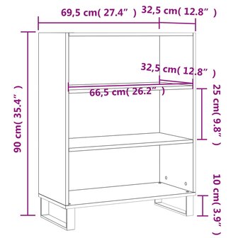 Schappenkast 69,5x32,5x90 cm bewerkt hout grijs sonoma eiken 9