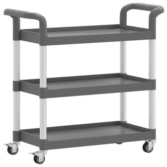 Trolley 3-laags 77x34x72 cm aluminium grijs 2