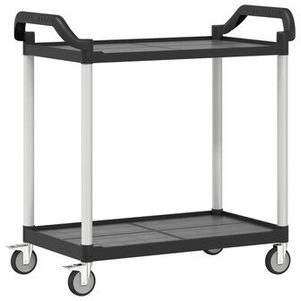 Trolley 2-laags 99x50x97 cm aluminium zwart 2