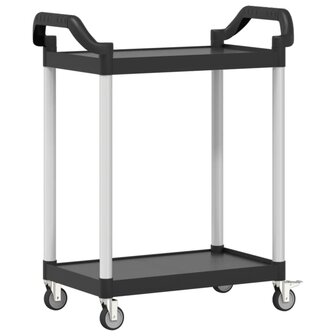 Trolley 2-laags 81x41x92 cm aluminium zwart 6