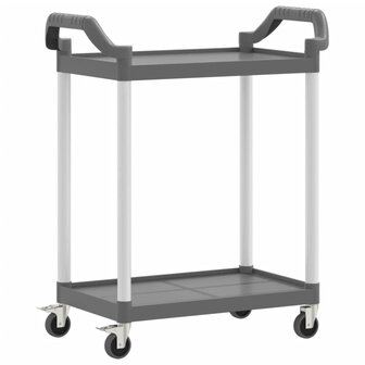 Trolley 2-laags 81x41x92 cm aluminium grijs 2