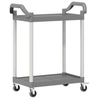 Trolley 2-laags 81x41x92 cm aluminium grijs 6