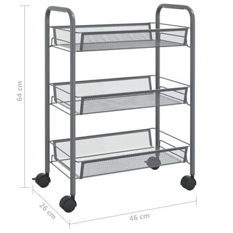 Keukentrolley 3-laags 46x26x54 cm ijzer grijs 7