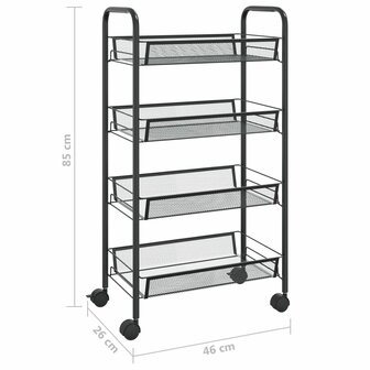 Keukentrolley 4-laags 46x26x85 cm ijzer zwart 7