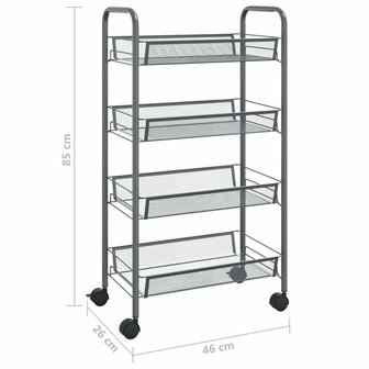 Keukentrolley 4-laags 46x26x85 cm ijzer grijs 7