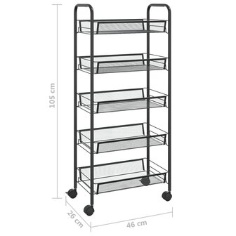 Keukentrolley 5-laags 46x26x105 cm ijzer zwart 7