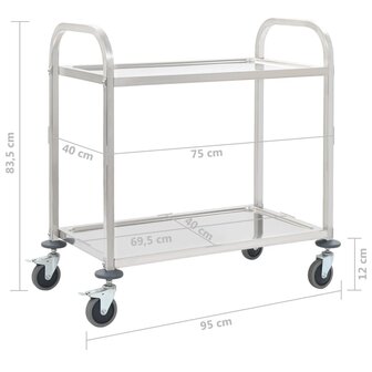 Keukentrolley 2-laags 95x45x83,5 cm roestvrij staal 6