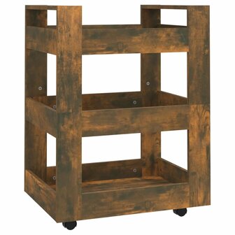 Keukentrolley 60x45x80 cm bewerkt hout gerookt eikenkleurig 2