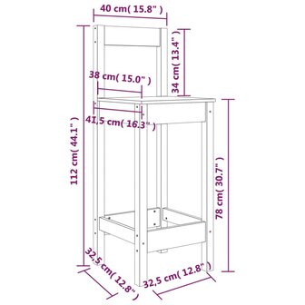 Barstoelen 2 st 40x41,5x112 cm massief grenenhout 8