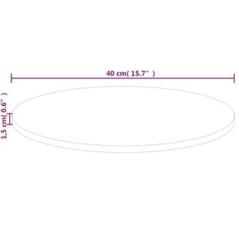 Tafelblad rond &Oslash;40x1,5 cm onbehandeld massief eikenhout 4