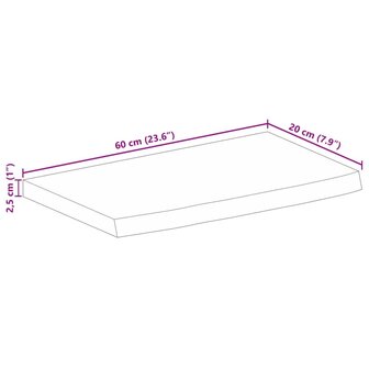 Tafelblad met natuurlijke rand 60x20x2,5 cm massief mangohout 9