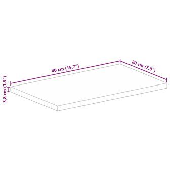 Tafelblad rechthoekig 40x20x3,8 cm massief gerecycled hout 9