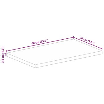 Tafelblad rechthoekig 60x20x3,8 cm massief gerecycled hout 9