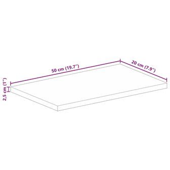 Tafelblad rechthoekig 50x20x2,5 cm massief gerecycled hout 9