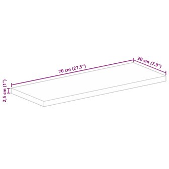 Tafelblad rechthoekig 70x20x2,5 cm massief gerecycled hout 9