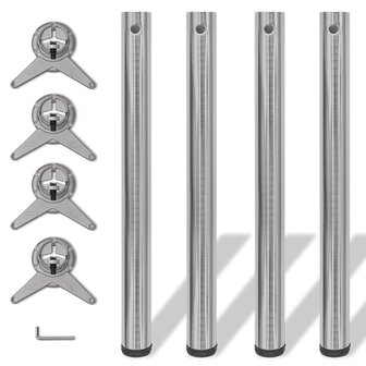 Tafelpoten in hoogte verstelbaar geborsteld nikkel 710 mm 4 st 1