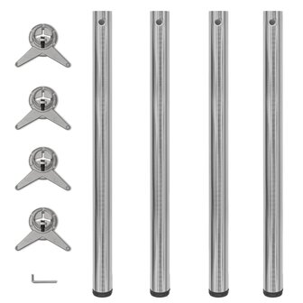 Tafelpoten in hoogte verstelbaar geborsteld nikkel 870 mm 4 st 1