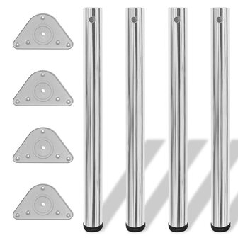 Tafelpoten in hoogte verstelbaar chroom 710 mm 4 st 1