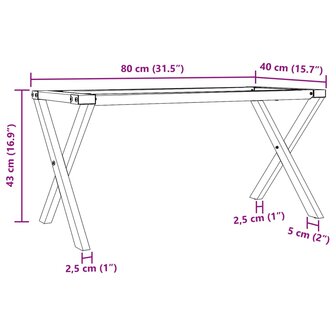 Salontafelpoten X-frame 80x40x43 cm gietijzer 9