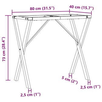 Eettafelpoten X-frame 80x40x73 cm gietijzer 9