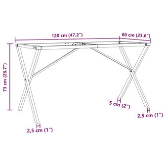 Eettafelpoten X-frame 120x60x73 cm gietijzer 9