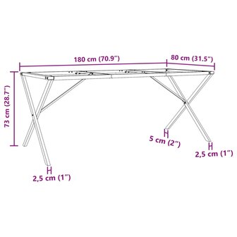 Eettafelpoten X-frame 180x80x73 cm gietijzer 9