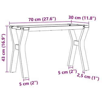 Salontafelpoten Y-frame 70x30x43 cm gietijzer 9