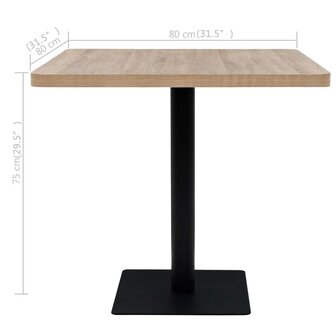 Bistrotafel vierkant 80x80x75 cm MDF en staal eikenkleur 6