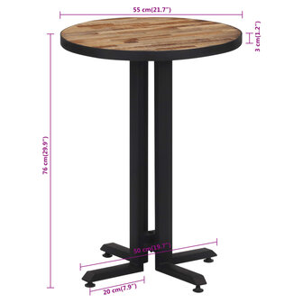 Bistrotafel rond &Oslash;55x76 cm massief gerecycled teakhout 8