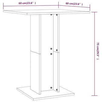 Bistrotafel 60x60x75 cm bewerkt hout zwart 6