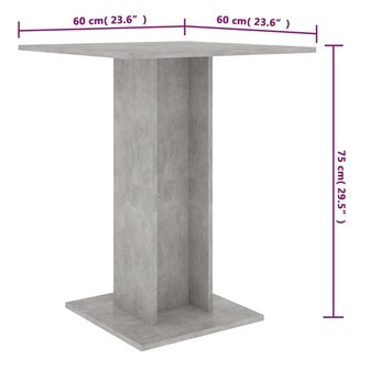 Bistrotafel 60x60x75 cm bewerkt hout betongrijs 6