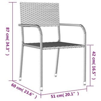 3-delige Tuinset poly rattan en staal zwart 12