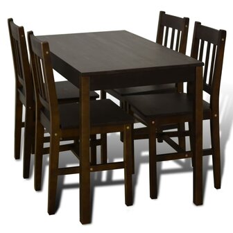 Eettafel met 4 stoelen hout bruin 2