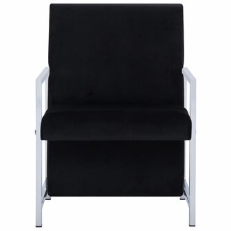 Fauteuil met chromen poten fluweel zwart 3