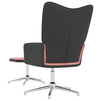 Relaxstoel met voetenbank fluweel en PVC roze 4